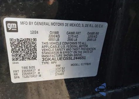 2025 GMC Terrain Awd Elevation z USA, uszkodzony, nr VIN 3GKALUEG5SL244651